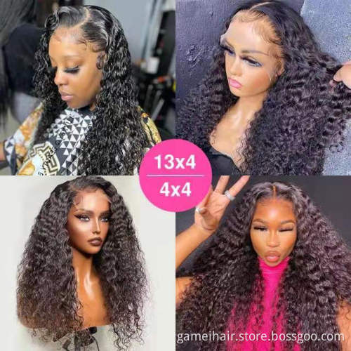 Wholesale HD Transparent Lace 100% Human Hair water Wave Wig Brazilian Hair Water Wave Lace Front Wigs With Baby Hair